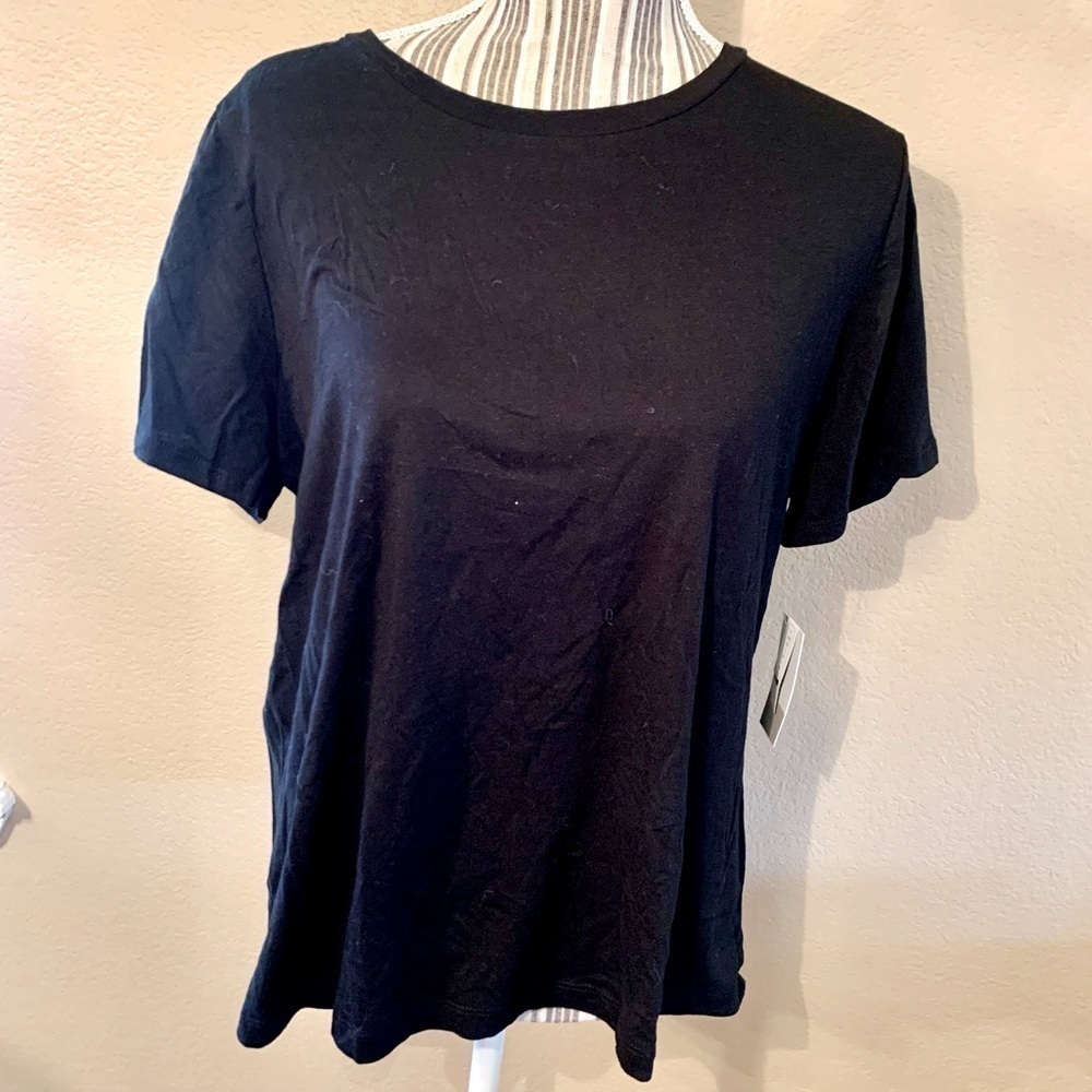 NWT Tee BP 1X Black Short Sleeve T-Shirt 60% Cotton 40% Modal Soft Stretch